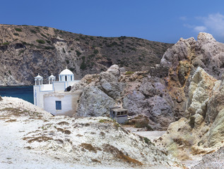 Volcanic landscape. Milos island, Cyclades, Greece
