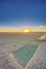 Sunset in Salinas Grandes in Jujuy, Argentina.