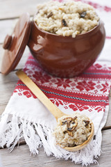Barley porrige with mushrooms