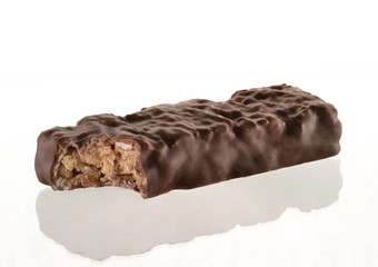 Barra de chocolate mordida,tableta de chocolate.