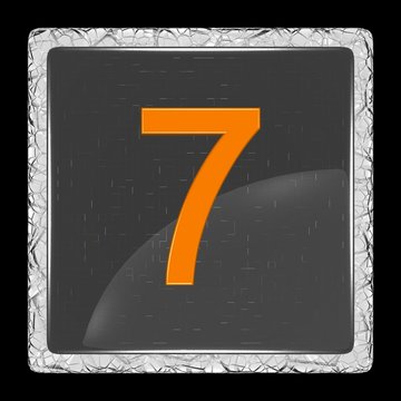 White and black glass icon with number seven
