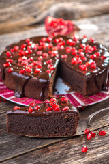 Chocolate cake with Pomegranate seeds