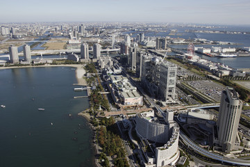 Aerial view of Odaiba areas - obrazy, fototapety, plakaty