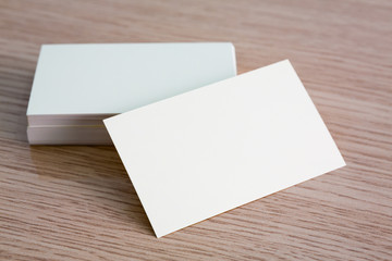 Business cards on wood table