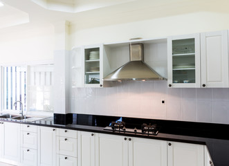 Modern white clean kitchen interior