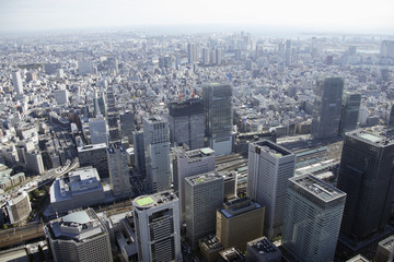 Fototapeta na wymiar Aerial view of the Tokyo station areas