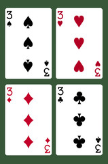three cards