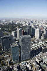 Aerial view of the Tokyo station areas