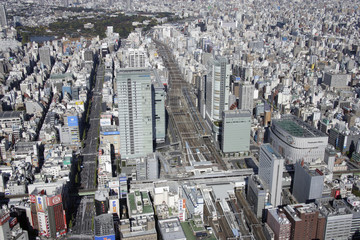 Aerial view of Akihabara areas