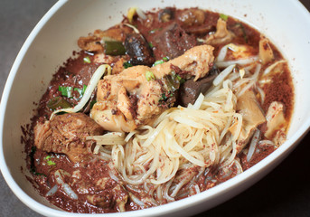 Chicken noodle thai food