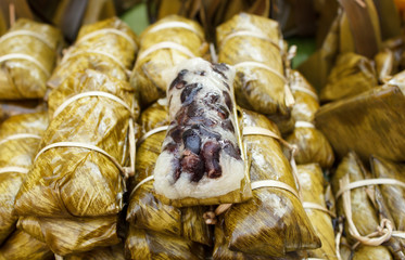 black bean with banana in Sticky Rice