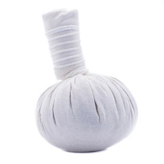 Herbal massage balls isolated on white.