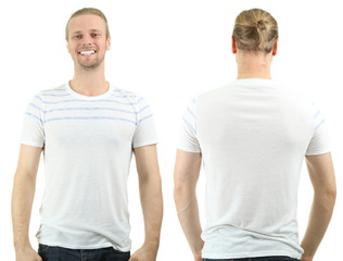 Handsome young man in t-shirt isolated on white