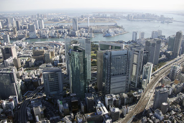 Obraz premium Aerial view of Shiodome areas
