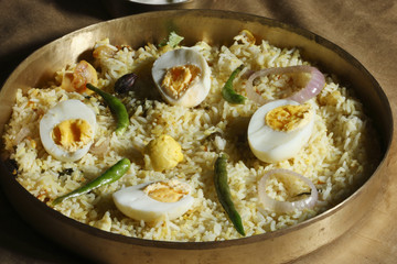 Hyderabadi egg biryani - A rice based dish 