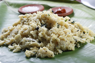 Upma is an Indian dish made of wheat rava (semolina).