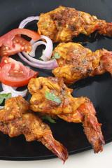 Tawa Prawn – Goan dish made of prawns skewered and cooked on taw