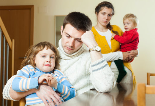 Family with two children having quarrel