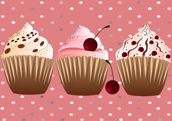 cupcakes on the pink background