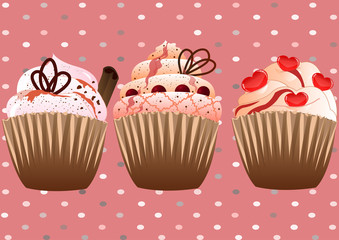 cupcakes on the pink background