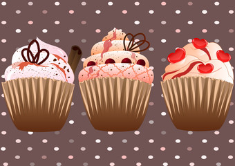 cupcakes on the brown background