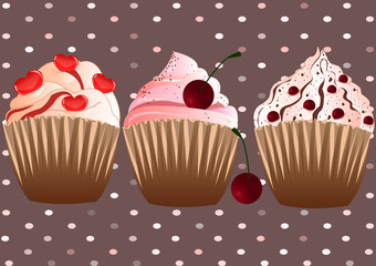 cupcakes on the brown  background
