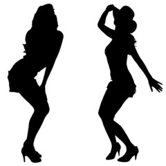 Vector silhouettes of sexy women.