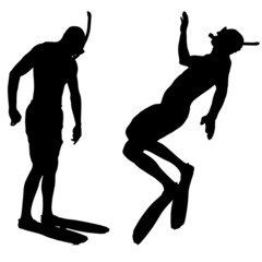 Vector silhouette of a diver.
