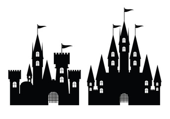 Collection of castle isolated on white, vector - obrazy, fototapety, plakaty