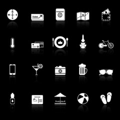 Journey icons with reflect on black background