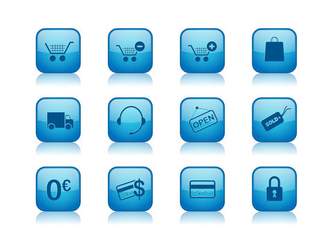 E-COMMERCE Buttons (customer service sales basket shopping cart)