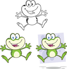 Frog Cartoon Mascot Character 2  Collection Set