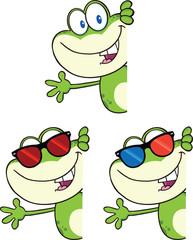 Frog Cartoon Mascot Character 3  Collection Set