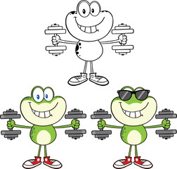 Frog Cartoon Mascot Character 6  Collection Set