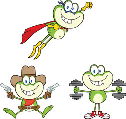 Fototapeta premium Frog Cartoon Mascot Character 17 Collection Set