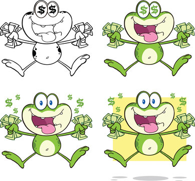 Frog Cartoon Mascot Character 7  Collection Set