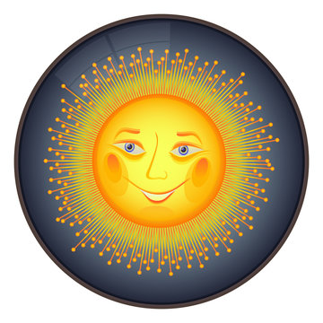 Happy sun icon - vector illustration