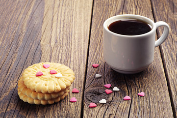 Cup of coffee and cookies