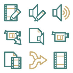 Audio video edit web icons, two color series