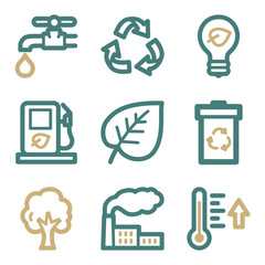 Ecology web icons, two color series
