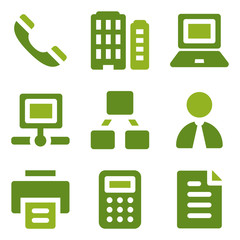 Office web icons set, green series