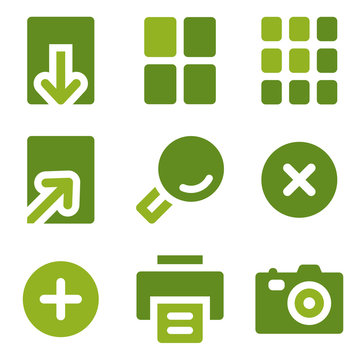 Image viewer web icons set, green series