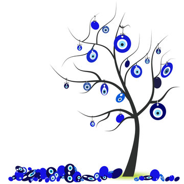 Tree with eye bead vector illustration