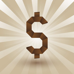 money symbol, dollar, origami style
