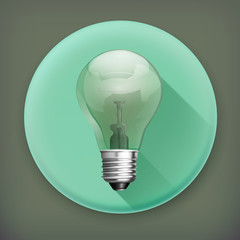 Lightbulb, long shadow vector icon