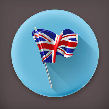 Flag of the United Kingdom, long shadow vector icon