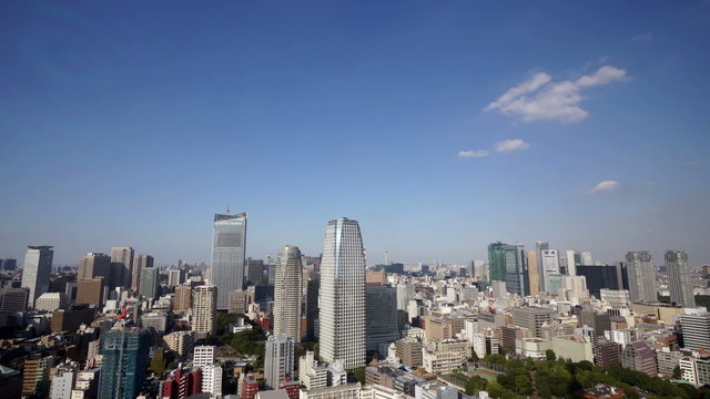 東京都心の街並。東京スカイツリーと銀座方面を望む　インターバル撮影