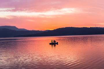 Morning Dawn Colors Sky Water Boat