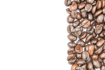 Coffee beans frame on white background
