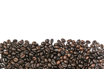 Coffee beans frame on white background